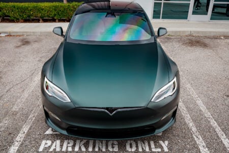 Matte Platinum Dark Sage 2026 Tesla Model S Plaid Wrap By Bulletproof Auto Spa Image 28