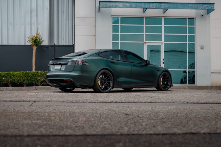 A Matte Dark Sage Tesla Model S That Makes the Factory Paint Palette Look Lazy